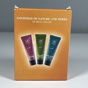 Skull Shaver Travel-size bundle: Herbal Balm, Scrub and Shaving Cream